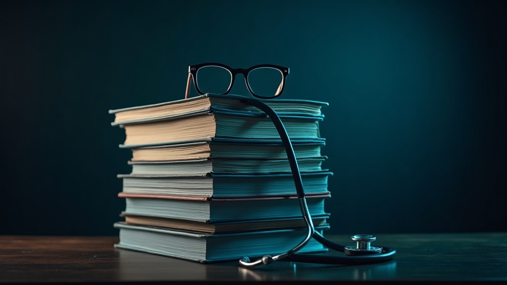 Historia clínica apilada con estetoscopio, base del peritaje en responsabilidad médica